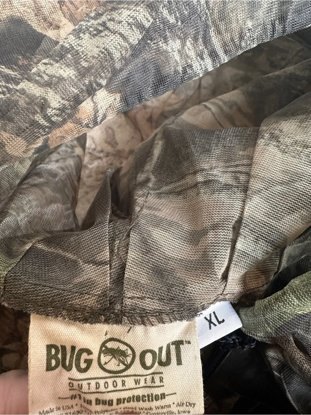 Vtg 90s Bug Out Mesh Camo Hunting Jacket XL Made in USA Mosquito Protection Y2K